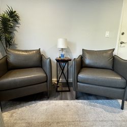 Set of Faux Leather Armchairs