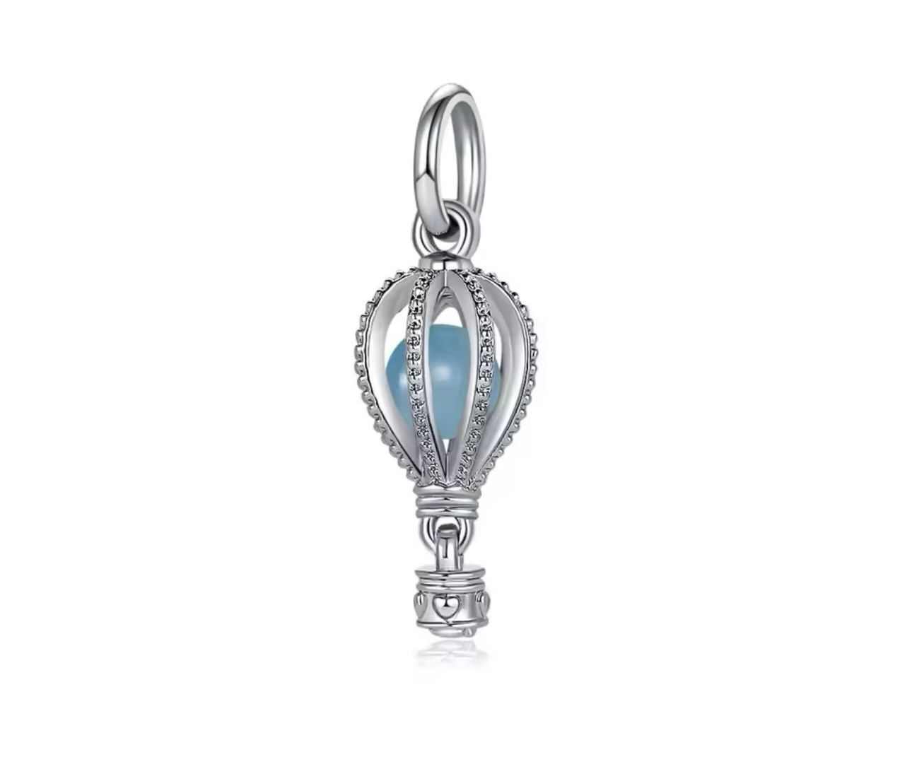 Hot Air Balloon Charm Dangle. Lightblue