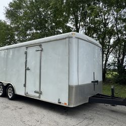 Selling A 8.5x20 United Enclosed double Axle Trailer  Toro Dingo Vermeer Chipper Wright Stander Western Snow plows Boss Pusher Box Ditch Witch Stump G