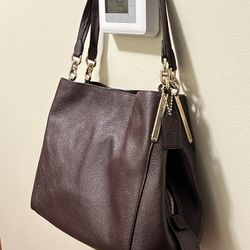 Coach Dalton 31 Pebble Leather Shoulder Bag Handbag Saddle Brown No. E1(contact info removed)5