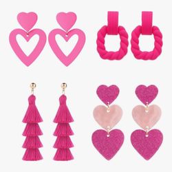 Valentines Day Gifts for Her Heart Earrings for Women Red Heart Dangle Earrings Valentines Day Outfit Women Valentine Earrings Jewelry Gift. (Bin 17)