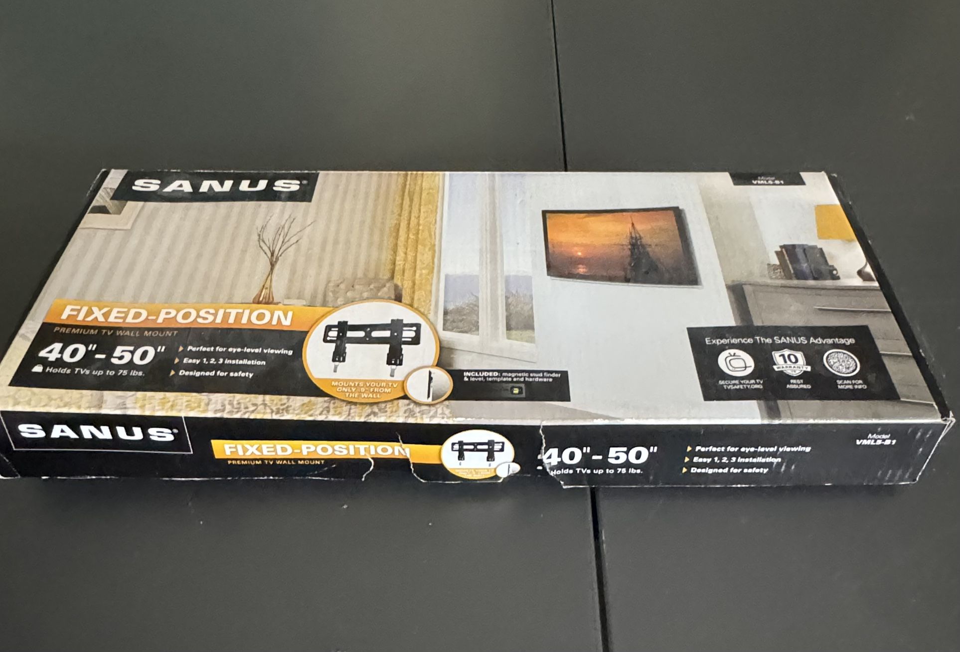 Brand New Sanus Fixed Position Tv Wall Mount – Fits 40 Inch To 50 Inch Tv