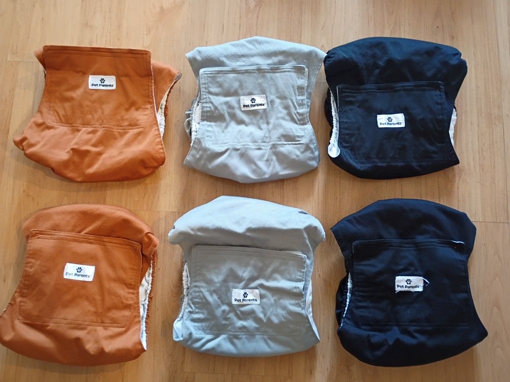 6 Pet Parents XL Reusable Male Dog Diapers