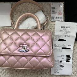 Brand New Chanel Coco handle mini iridescent pink
