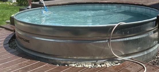 Countyline Galvanized Steel Stock Tank Pool with intex sand filter pump