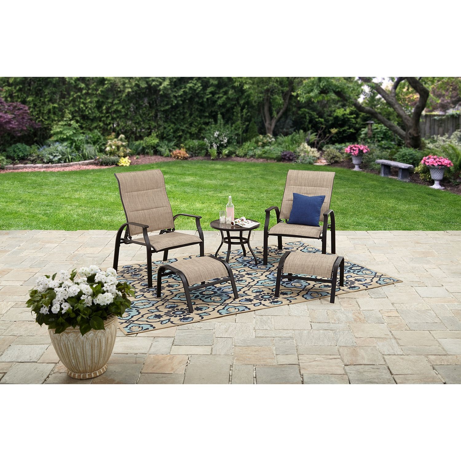 Mainstays Highland Knolls 5 piece Outdoor Patio Furniture Chat Set ...