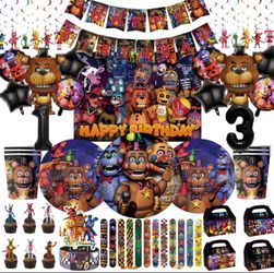 Hot Five Nights At Freddy’s FNAF Kids Birthday Party Supplies Set Disposable Banners Balloons Boys Party Decor