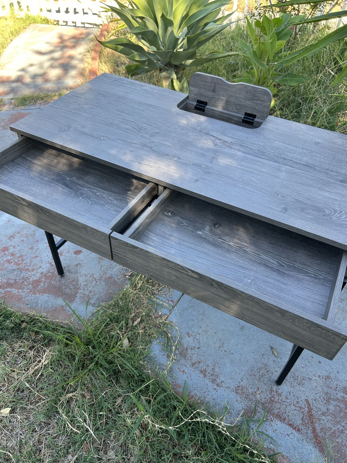 Loring Wood Writing Desk With Drawers And Outlets/usb