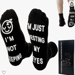 NEW Funny Dad Socks “I’m not sleeping.. I’m resting my eyes.” LARGE