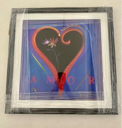 Amor Heart Art Print — Blue and Red Framed Wall Art