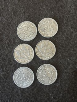 This is a French 50 centimes coin, likely from the Vichy era around 1943, made of aluminum.