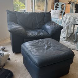 Leather chair and ottoman.  (Natuzzi)