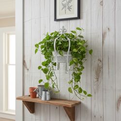 Decorative White Distressed Metal Display Stand.