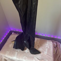 Black Faux Leather Over-the-Knee Boots – Size 7 – $15.00