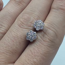 MOISSANITE VVS1 D CLARITY 925S EARRINGS FLOWER CLUSTER
