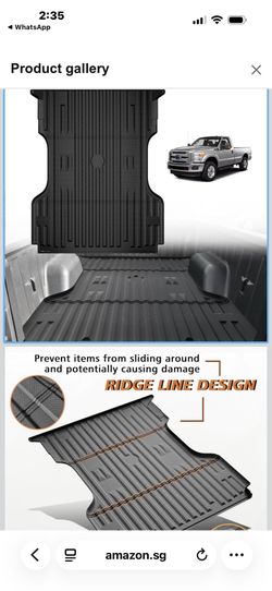 TripleAliners Truck Bed Mat Compatible with Ford 1 Super Duty F250/F350/F450 6.8 Feet Standard Bed Perfectly Flush TPE All Weather Bed Liner S