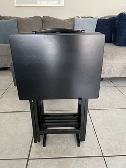 5-Piece Folding TV Tray Table Set – $40