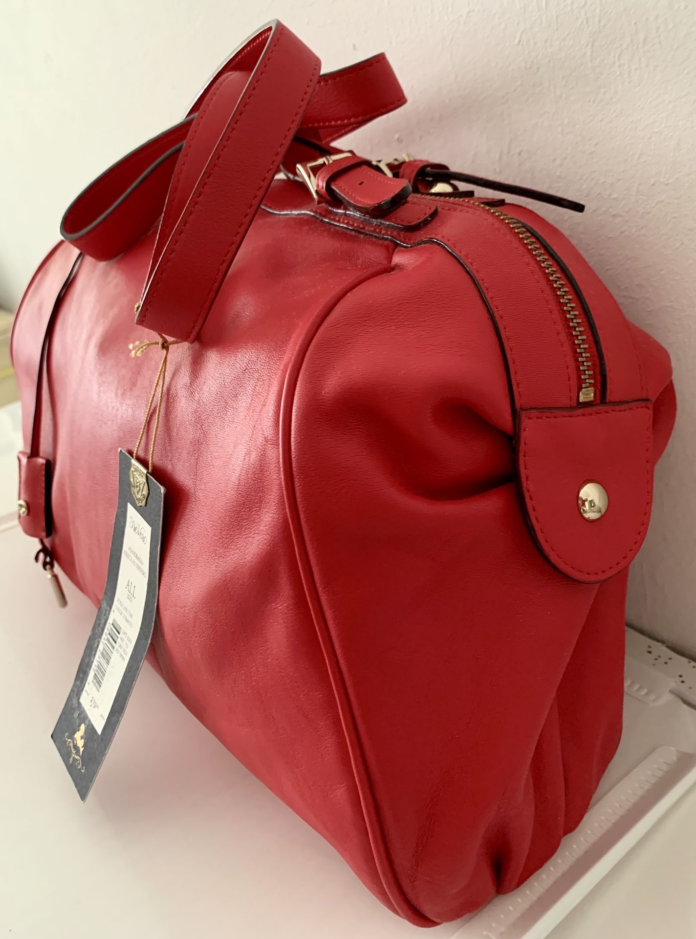 Italian Bag TRE VERO VENETA Tomato Red WOMEN'S SHOULDER HANDBAG NWT