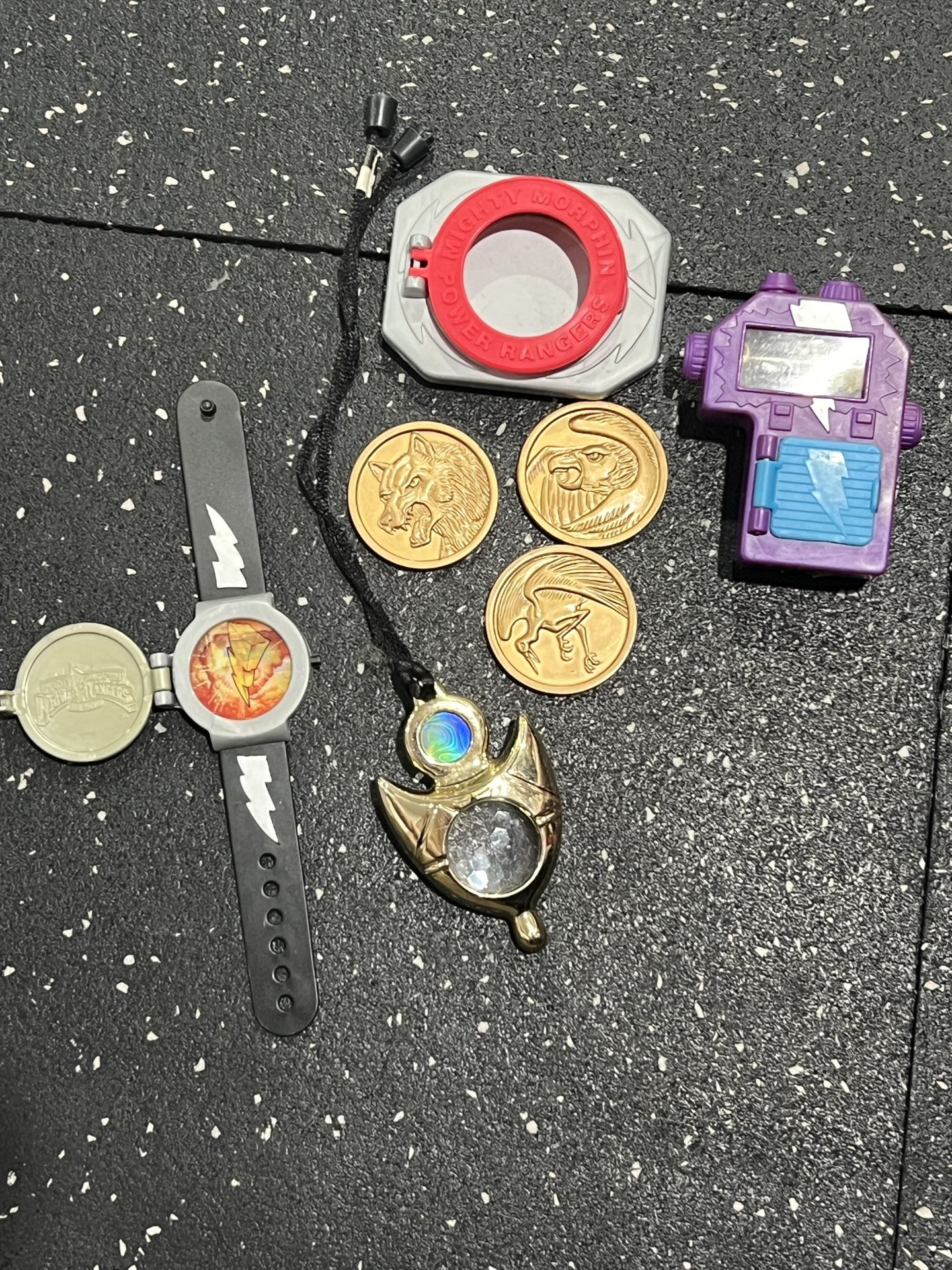 Power Rangers Happy Meal Toys Lot Of 7 Vintage Retro buckle necklace Watch coins