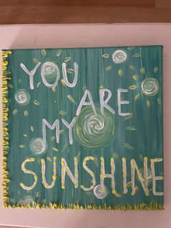 Modern greens and blues original sunshine painting