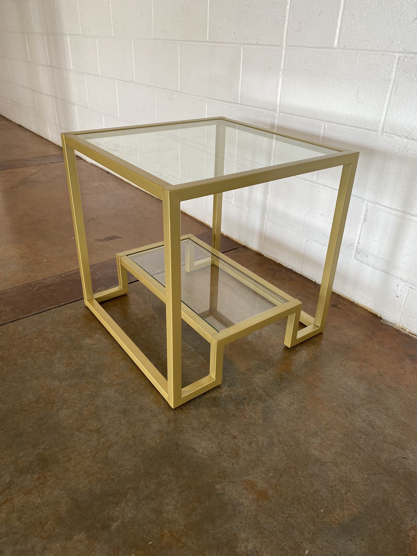 2-Tier Gold Side/End Table -Square Metal Frame 