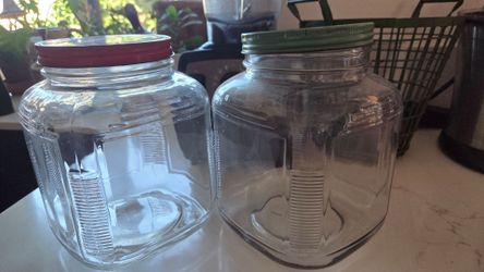 Vintage candy store glass containers set of 2