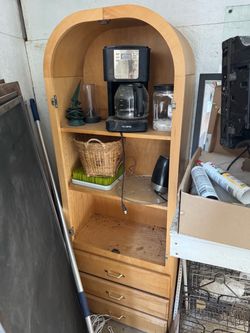 Arched Wood Cabinet with Drawers