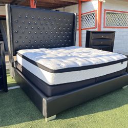 King Bed Frame set with mattress Free delivery first floor