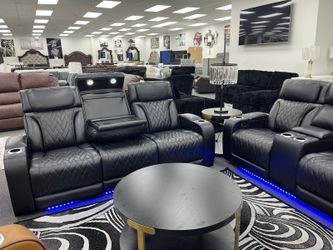 Contemporary Design power recliner sofa w/Surround sound & LED Light