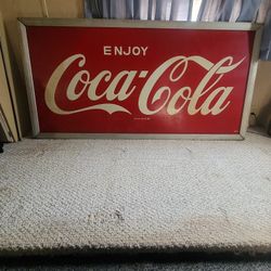 Old Vintage Coca Cola Sign From 70's 68"Long x 34"H