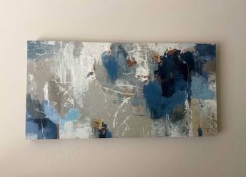 Abstract blue and gray canvas painting