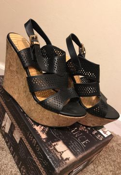 Black Wedge w/Cork Bottom Size 7