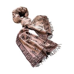 Cotton Beaded Fringes Long Scarf, Pink Tie Dye, Hand Painted, Glass Seed Beads, Wearable Art, Boho Hippie Gypsy Bollywood Style