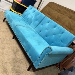 Beautiful Mid-Century Turquoise Sofa 