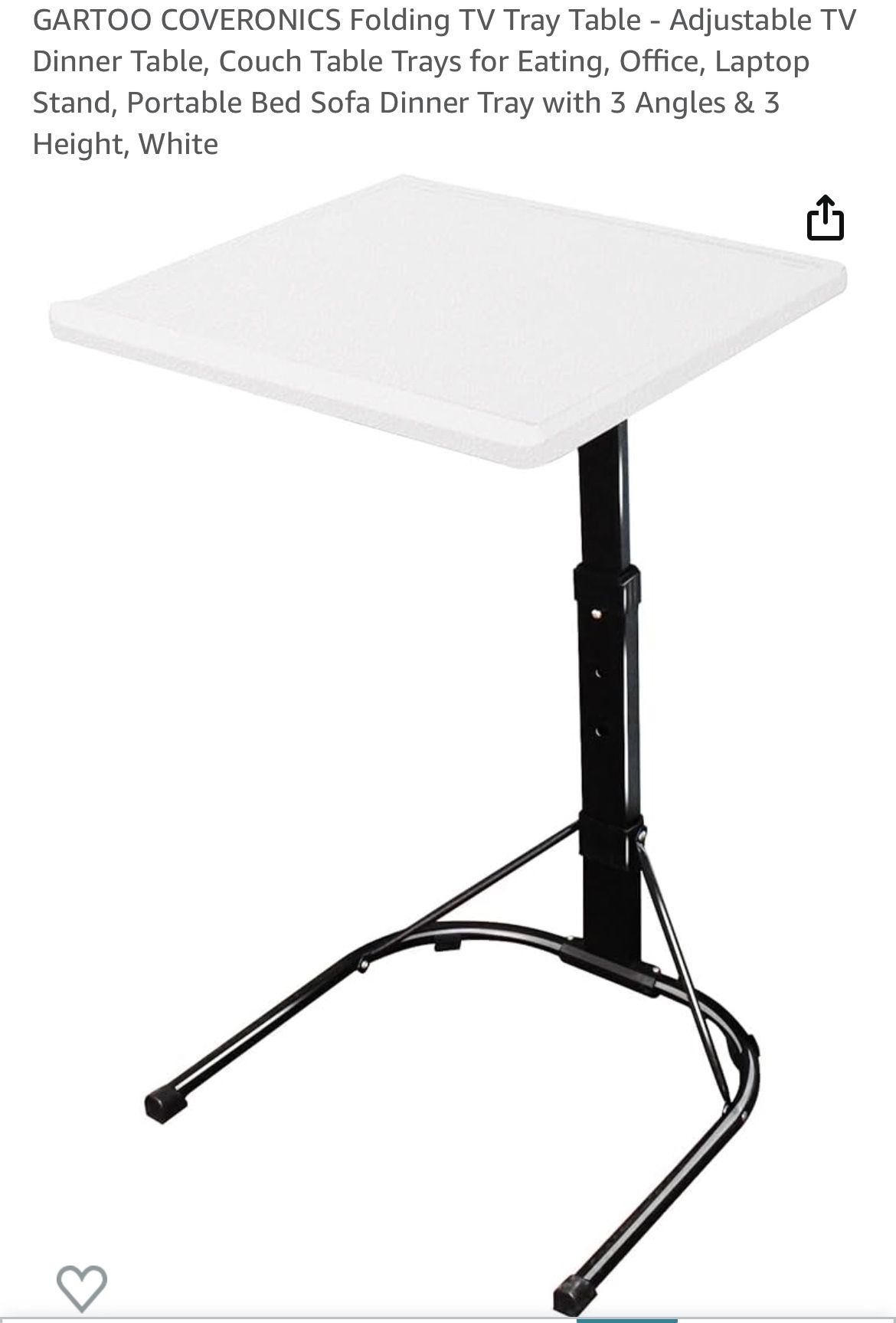 GARTOO COVERONICS Folding TV Tray Table - Adjustable TV Dinner Table, Couch Table Trays for Eating, Office, Laptop Stand, Portable Bed Sofa Dinner Tra