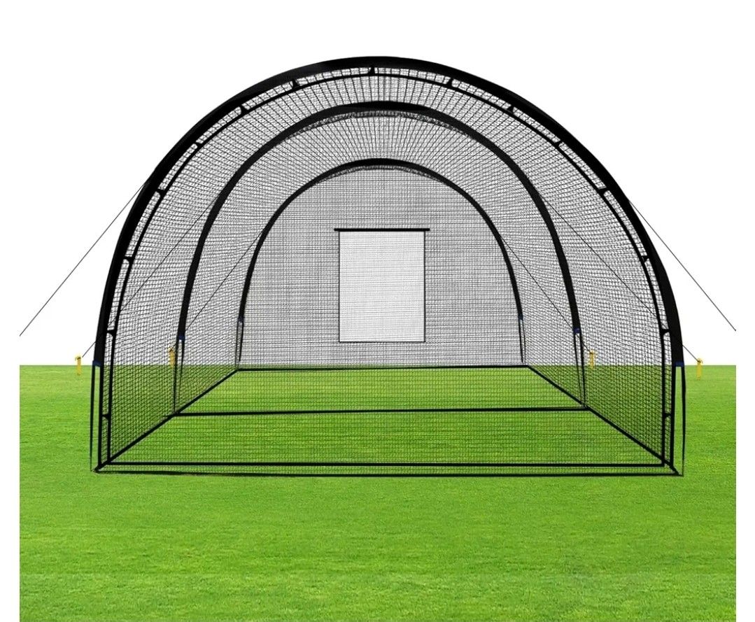 Baseball Batting Cage Net Batting Cages for Backyard Portable Pop Up Cage for Baseball and Softball with Pitching Machine Hole and Detachable Door