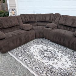 Brown Plush Reclining Sectional Delivery Available 🚚