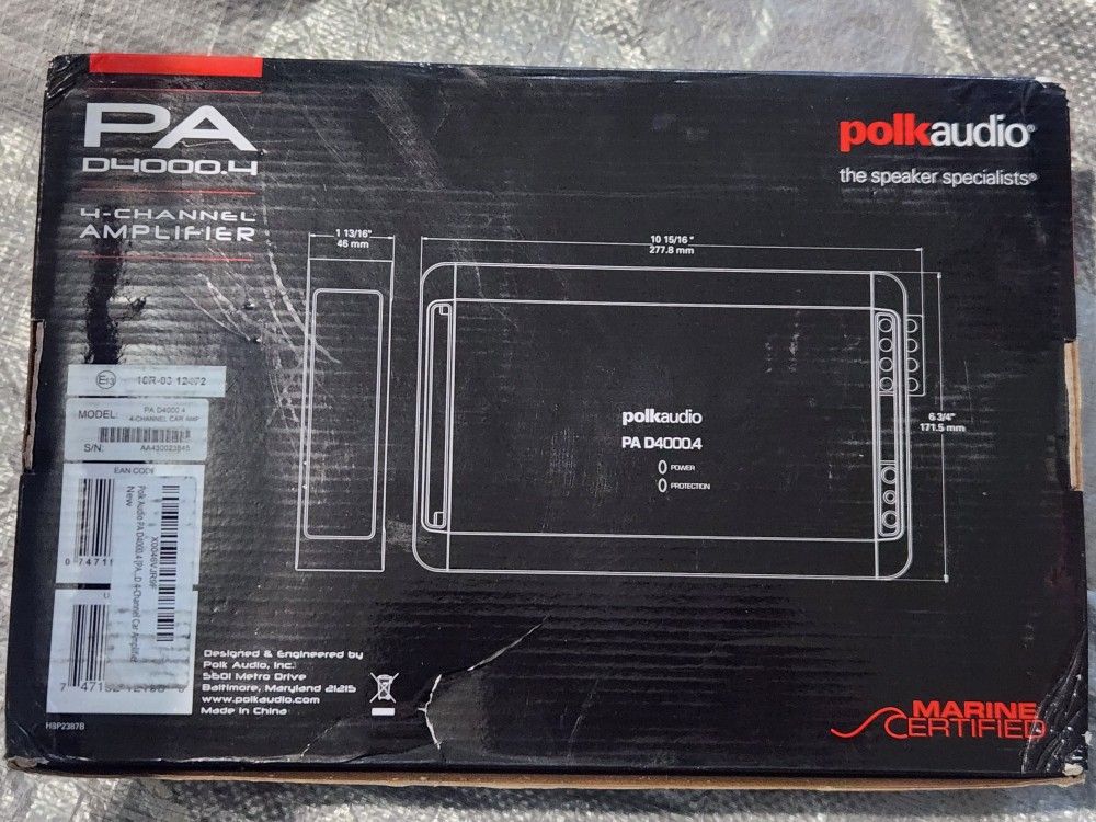 Polk Audio D4000.4 Four Channel Class D Amplifier