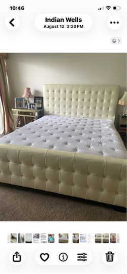 Z Gallerie Cream Tufted California King Bed