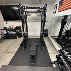 Vesta Fitness PRO SERIES Ultimate Half Rack Functional Trainer w/Smith Machine Bar | 320lb Stack | Gym Equipment | Fitness | Commercial | Squat Rack 