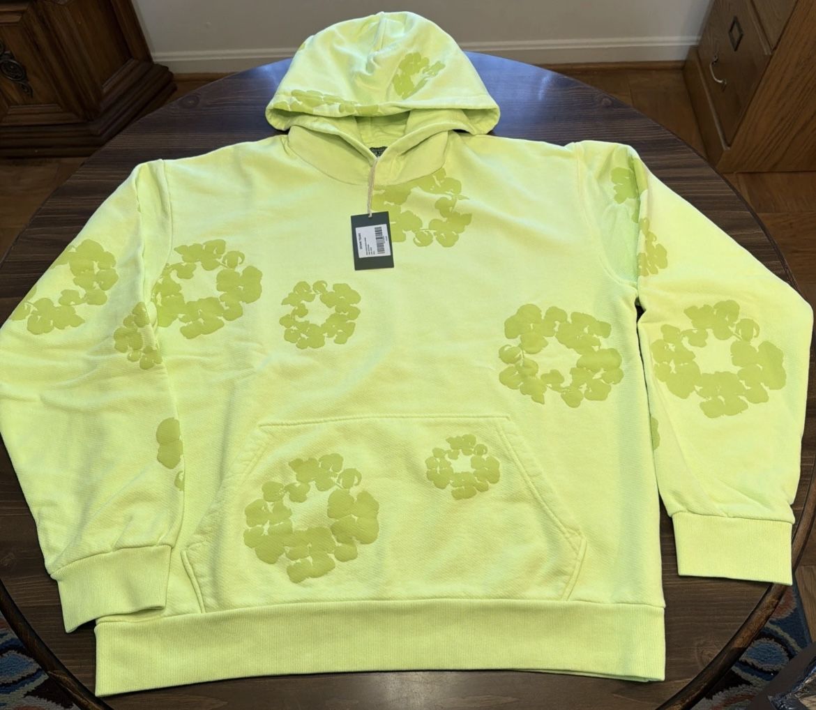 Denim Tears Hoodie Neon Green Size Large 100% Authentic Brand New