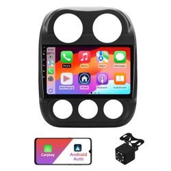 2+32G Android 13 Double Din Car Stereo for Jeep Compass/Patriot 2010-2016 with 10.1 Inch Touchscreen Radio Built-in Wireless Carplay/Android Auto/GPS/