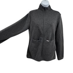 FIGS On Shift Fleece Jacket Sweater Full Zip Women Size Large Knit Grey Medical