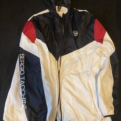 Sergio Tacchini windbreaker jacket XL black white red