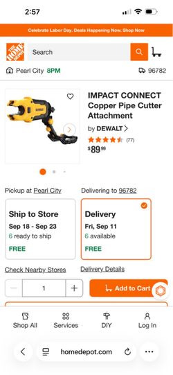DEWALT IMPACT CONNECT Copper Pipe Cutter Attachment