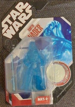 New 2007 Star Wars Darth Vader Hologram 30th Anniversary Edition Action Figure With Exclusive Collector's Coin - Sealed - Rare