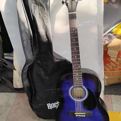 Rock Jam guitar with backpack style carry case RJW-101BL-PK ( Blue ) full size acoustic guitar