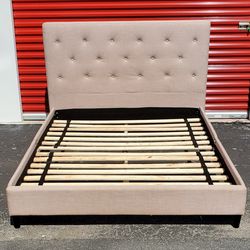 (FREE LOCAL DELIVERY) Solid Upholstered Queen Bed Frame 