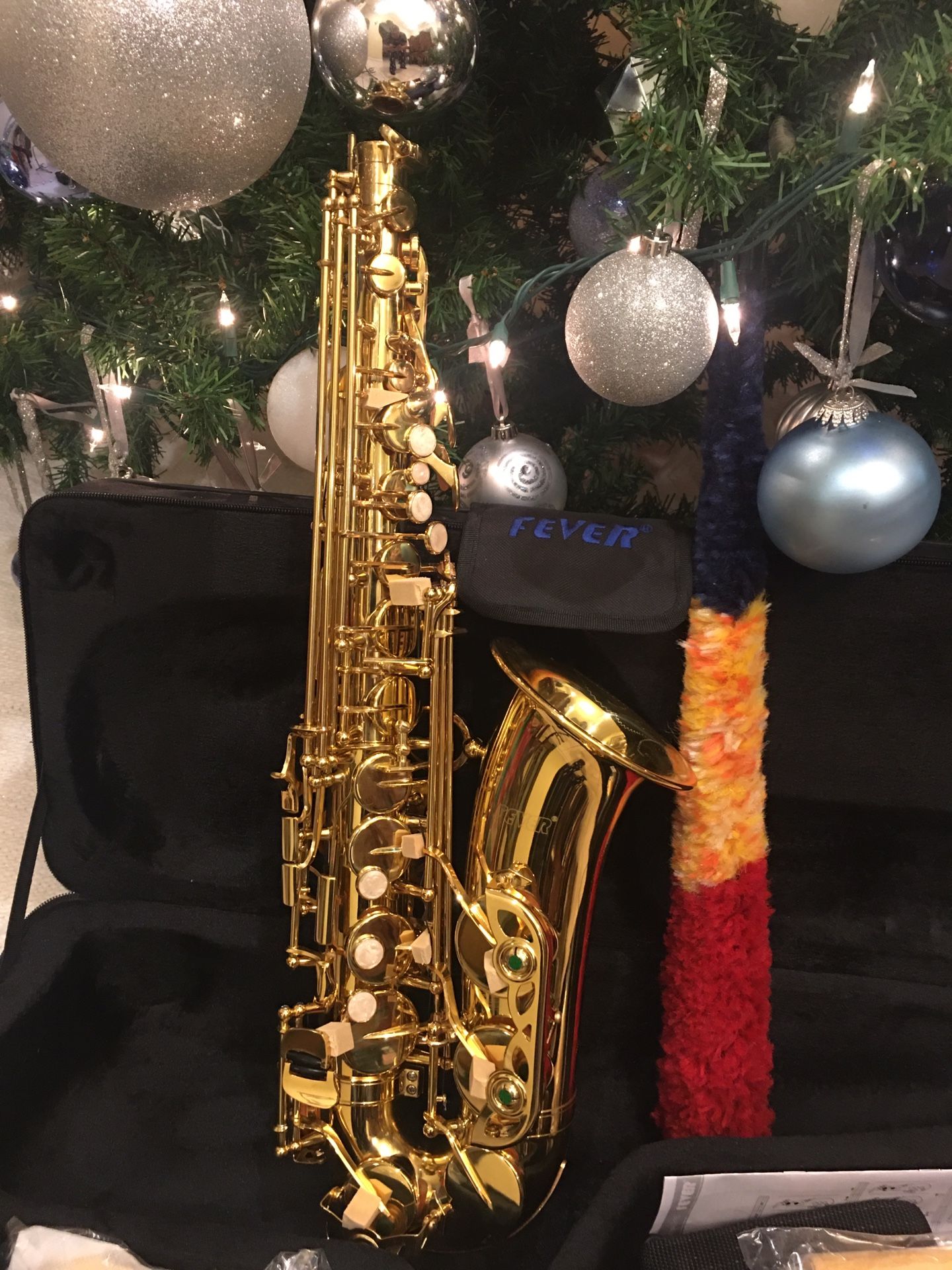 Fever alto saxophone with case neck strap mouthpiece cleaning cloth and gloves