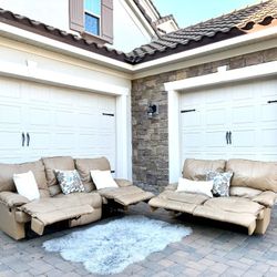 Leather Reclining Couch Set 